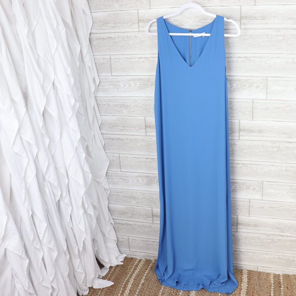 Alice + Olivia Grady Sleeveless Chiffon Maxi Dress, Blue | Size Large